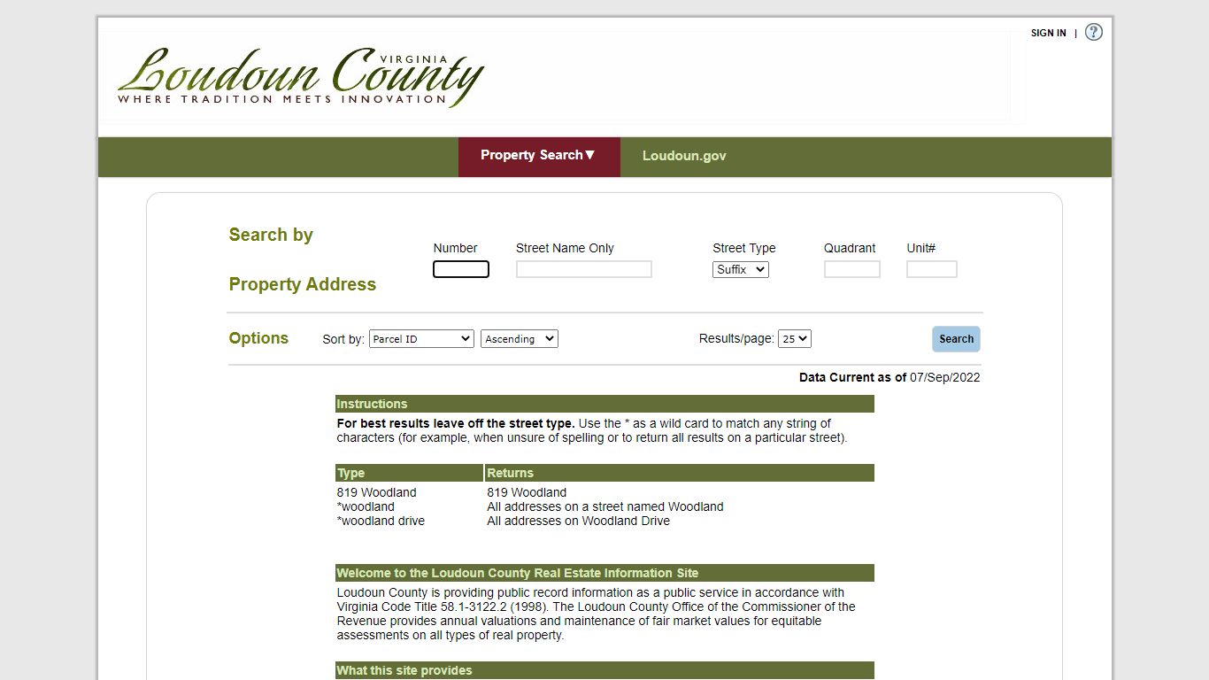 Loudoun County - Property Address Search