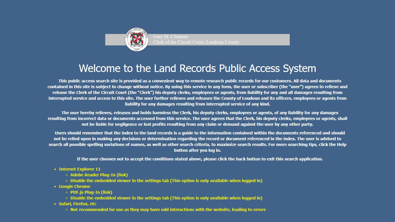 Welcome to the Land Records Public Access System - Loudoun County, Virginia