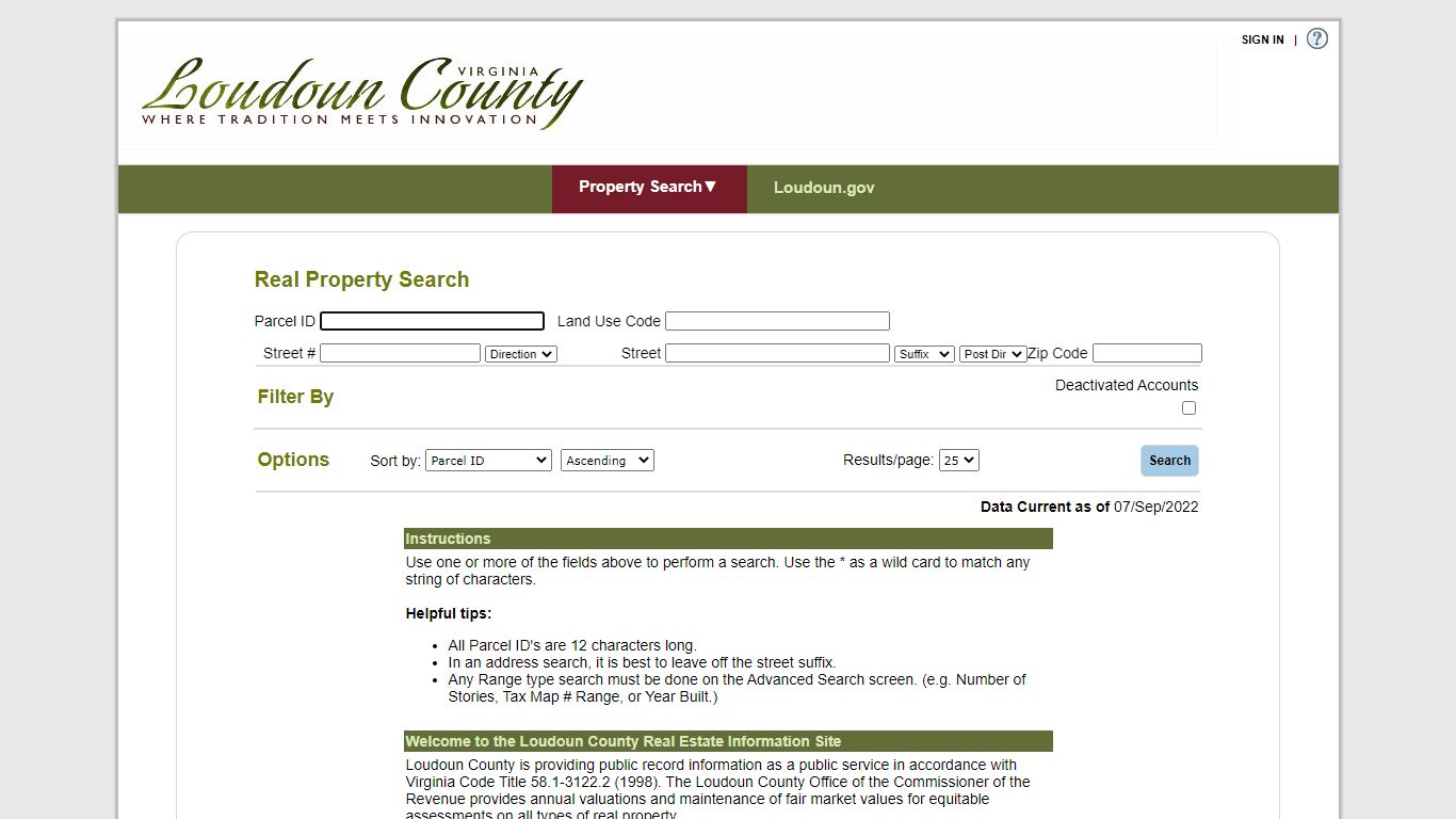 Loudoun County - Real Property Search Search